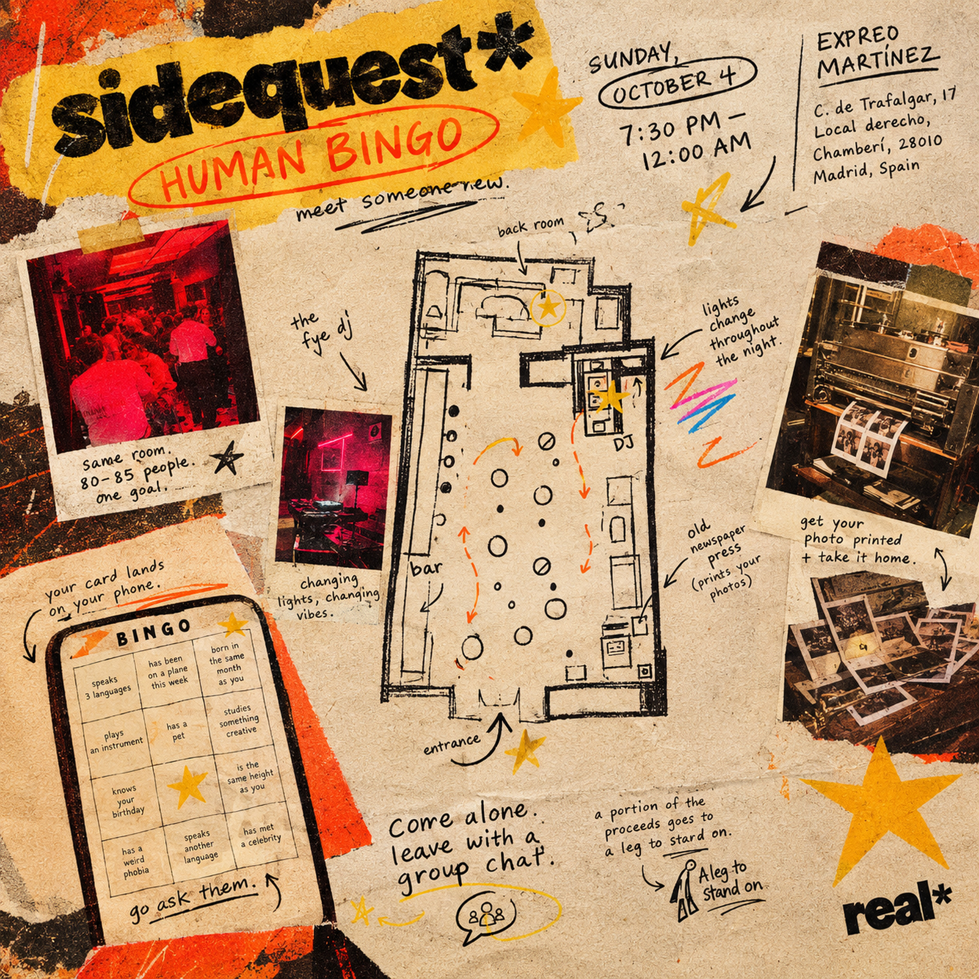 sidequest* human bingo poster